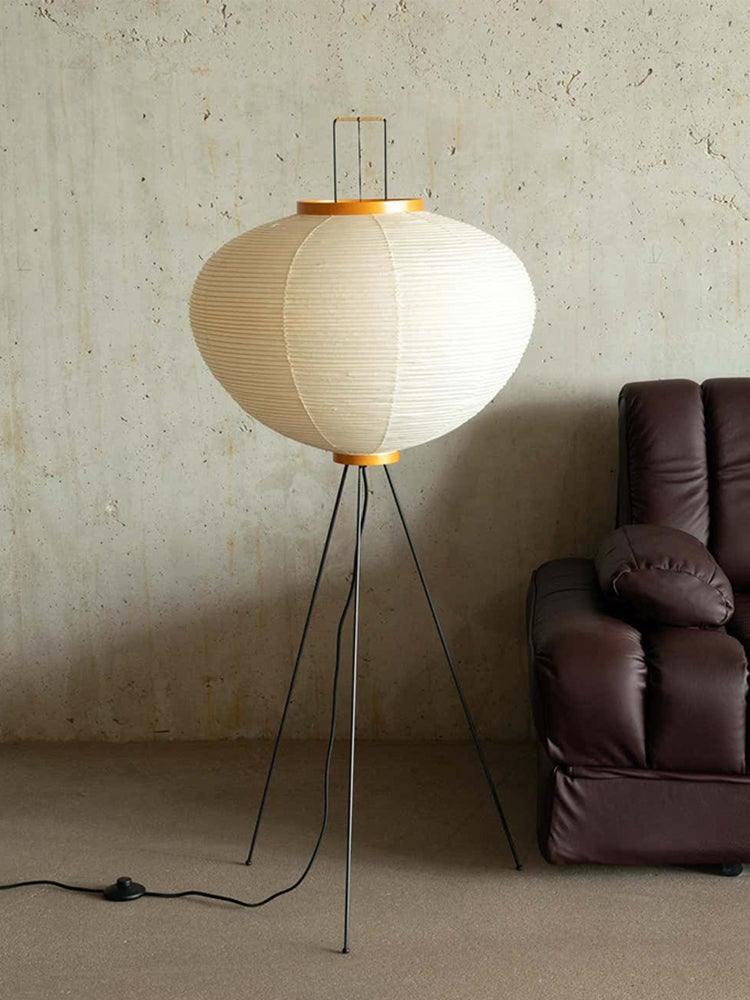 Rice Paper Floor Lamp with Wooden Base - Soft Ambient Lighting for Living Room & Bedroom Decor