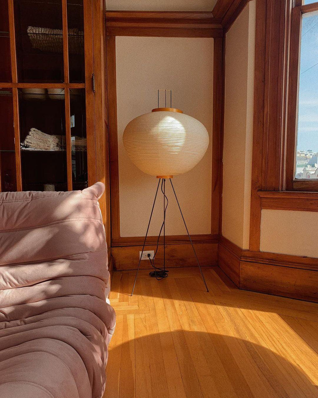 Rice Paper Floor Lamp | Mulberry Paper Shade, Metal Base & Ideal for Indoor Lighting