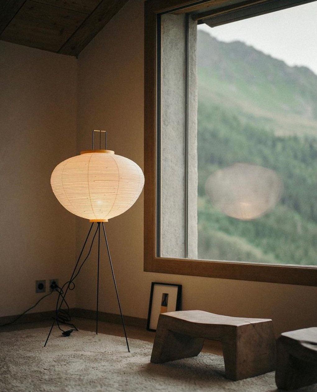 Rice Paper Floor Lamp with Wooden Base - Soft Ambient Lighting for Living Room & Bedroom Decor