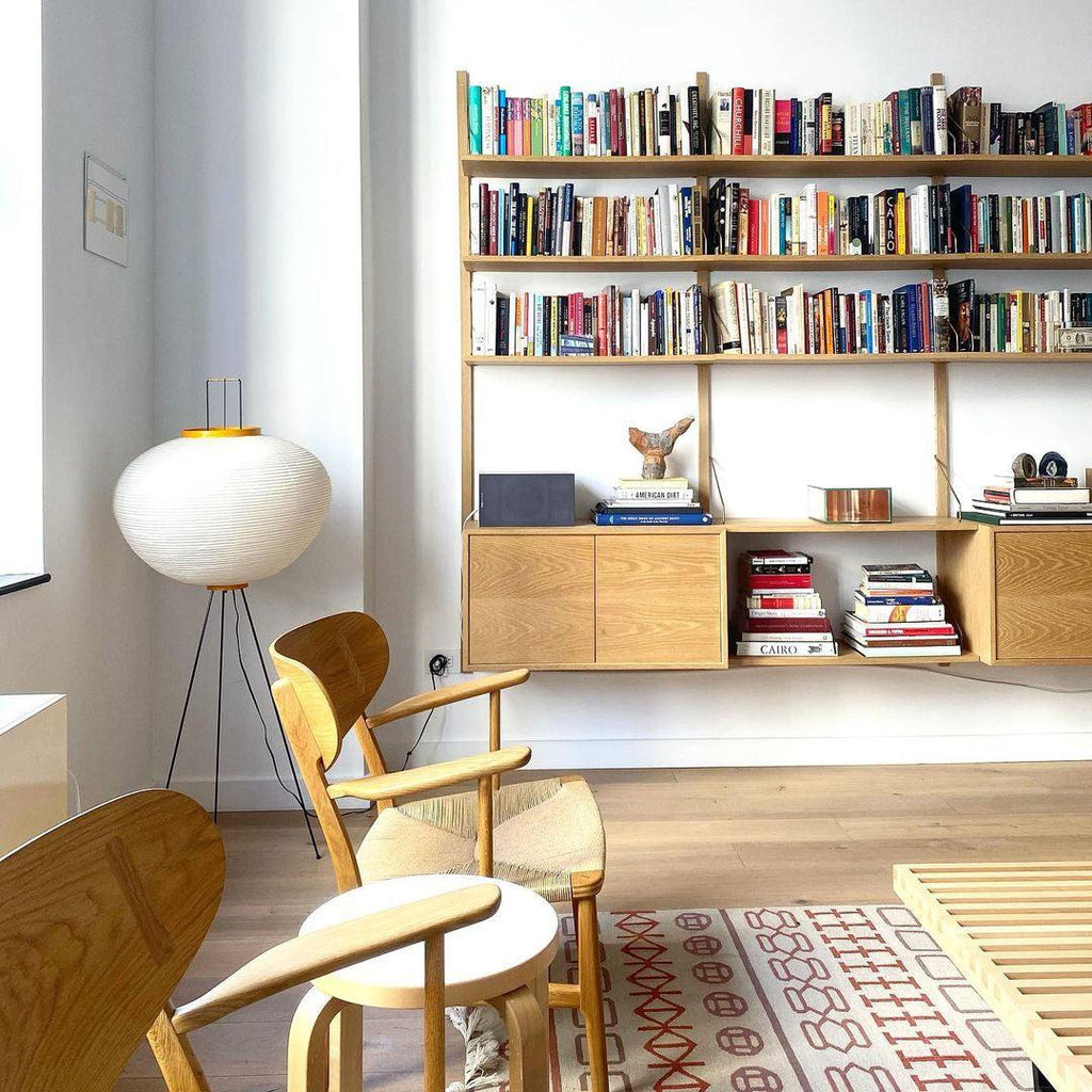 Rice Paper Floor Lamp with Wooden Base - Soft Ambient Lighting for Living Room & Bedroom Decor