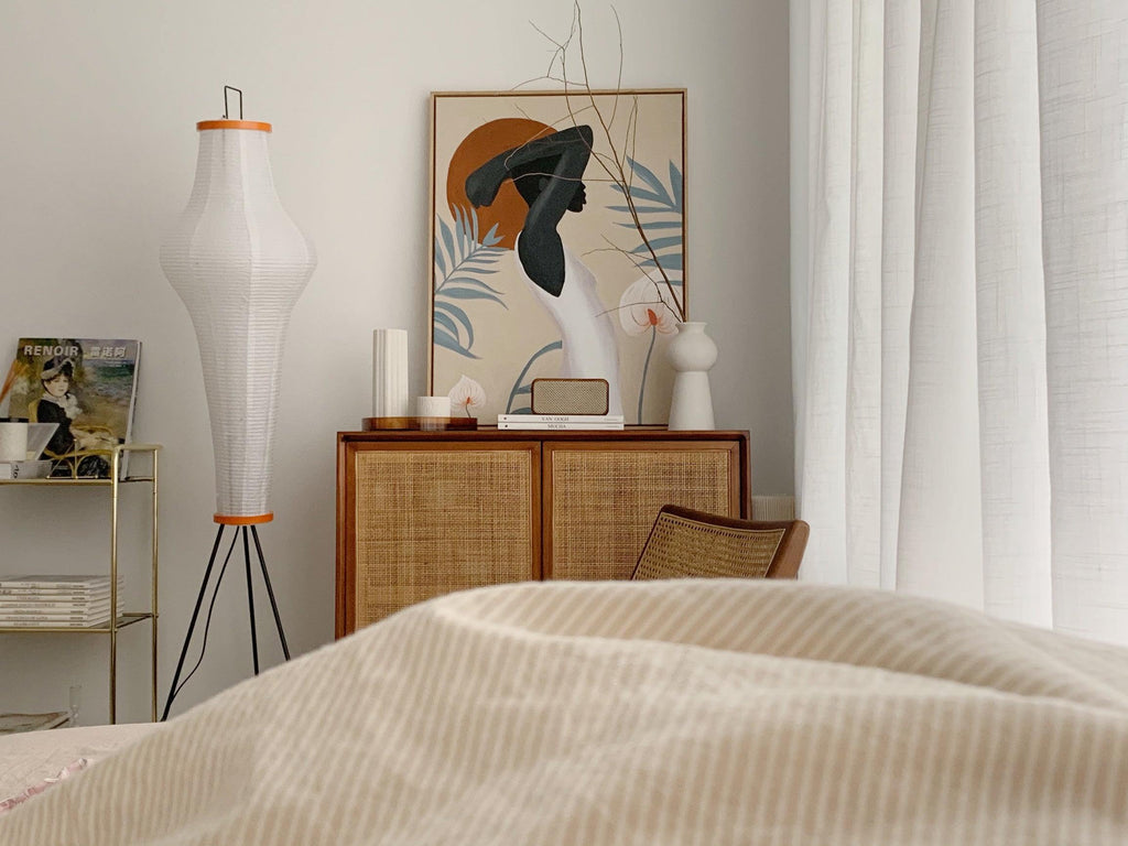 Rice Paper Floor Lamp | Mulberry Paper Shade, Metal Base & Ideal for Indoor Lighting