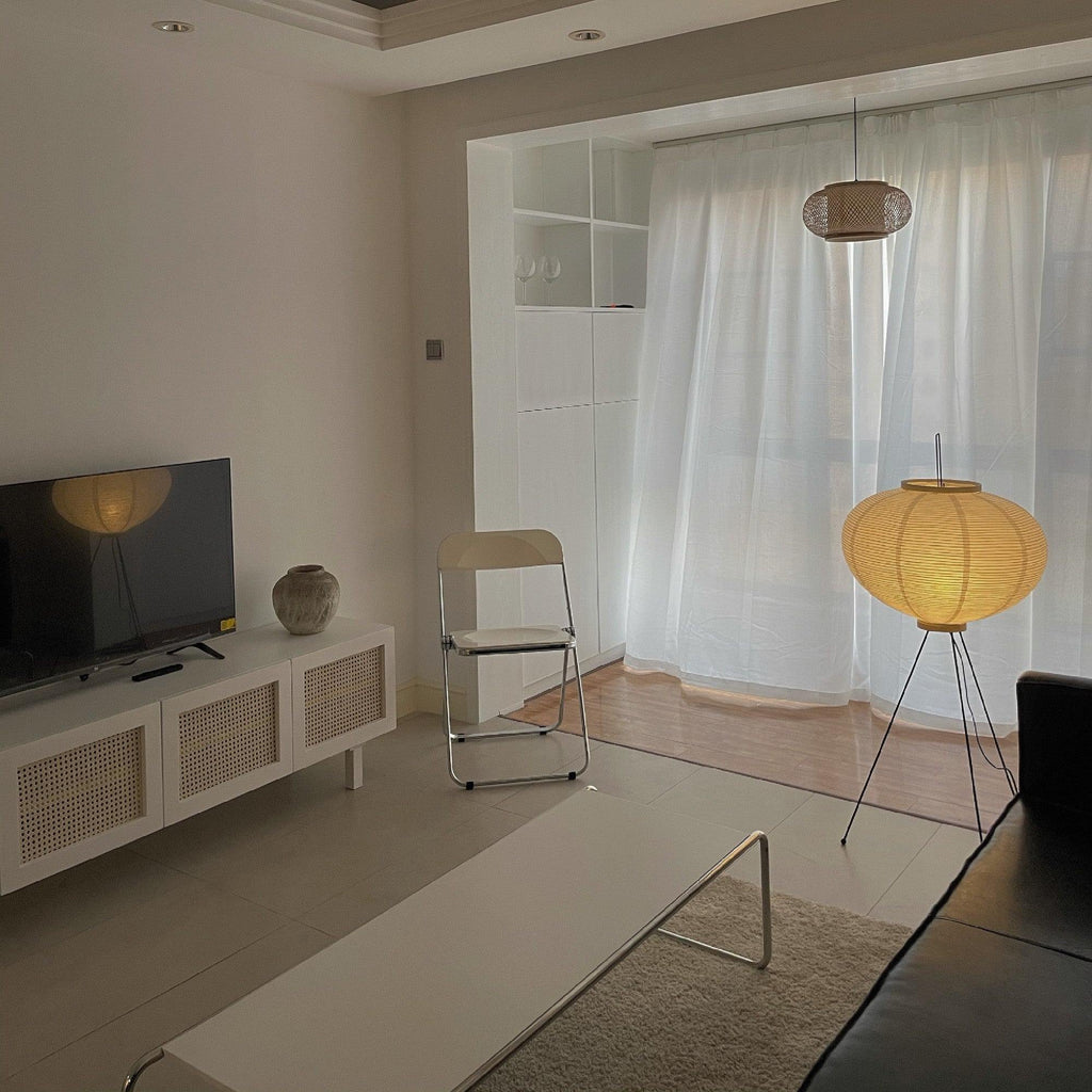 Rice Paper Floor Lamp | Mulberry Paper Shade, Metal Base & Ideal for Indoor Lighting