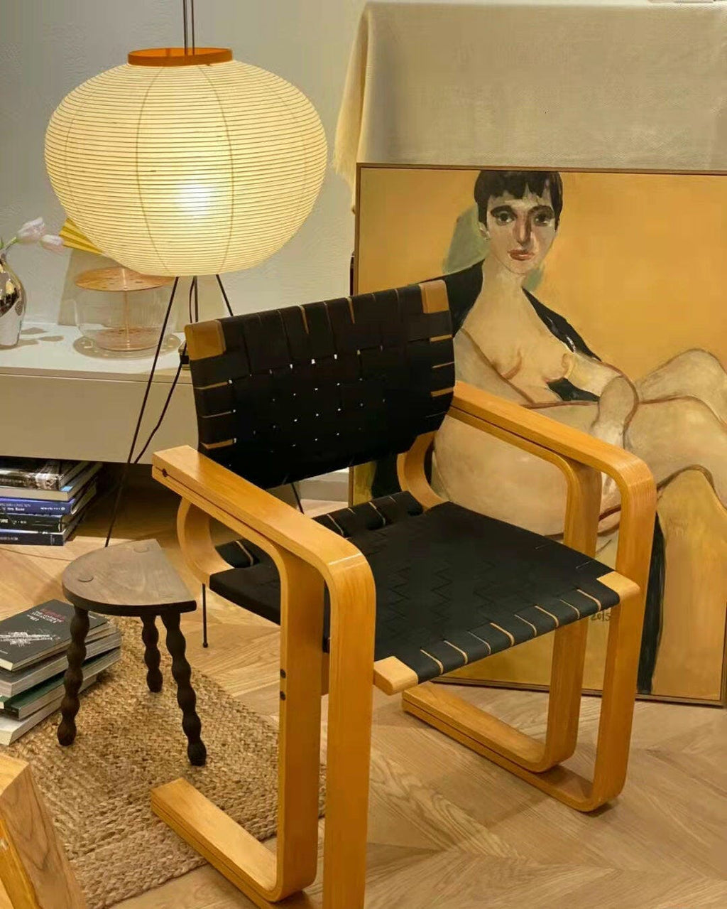 Rice Paper Floor Lamp with Wooden Base - Soft Ambient Lighting for Living Room & Bedroom Decor