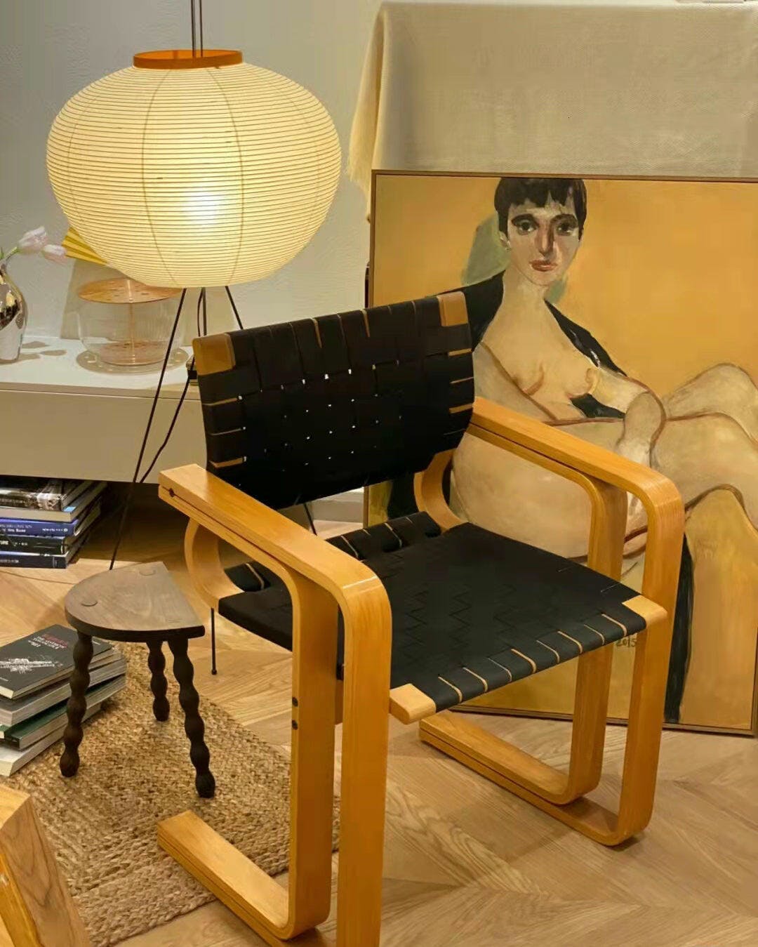 Rice Paper Floor Lamp with Wooden Base - Soft Ambient Lighting for Living Room & Bedroom Decor