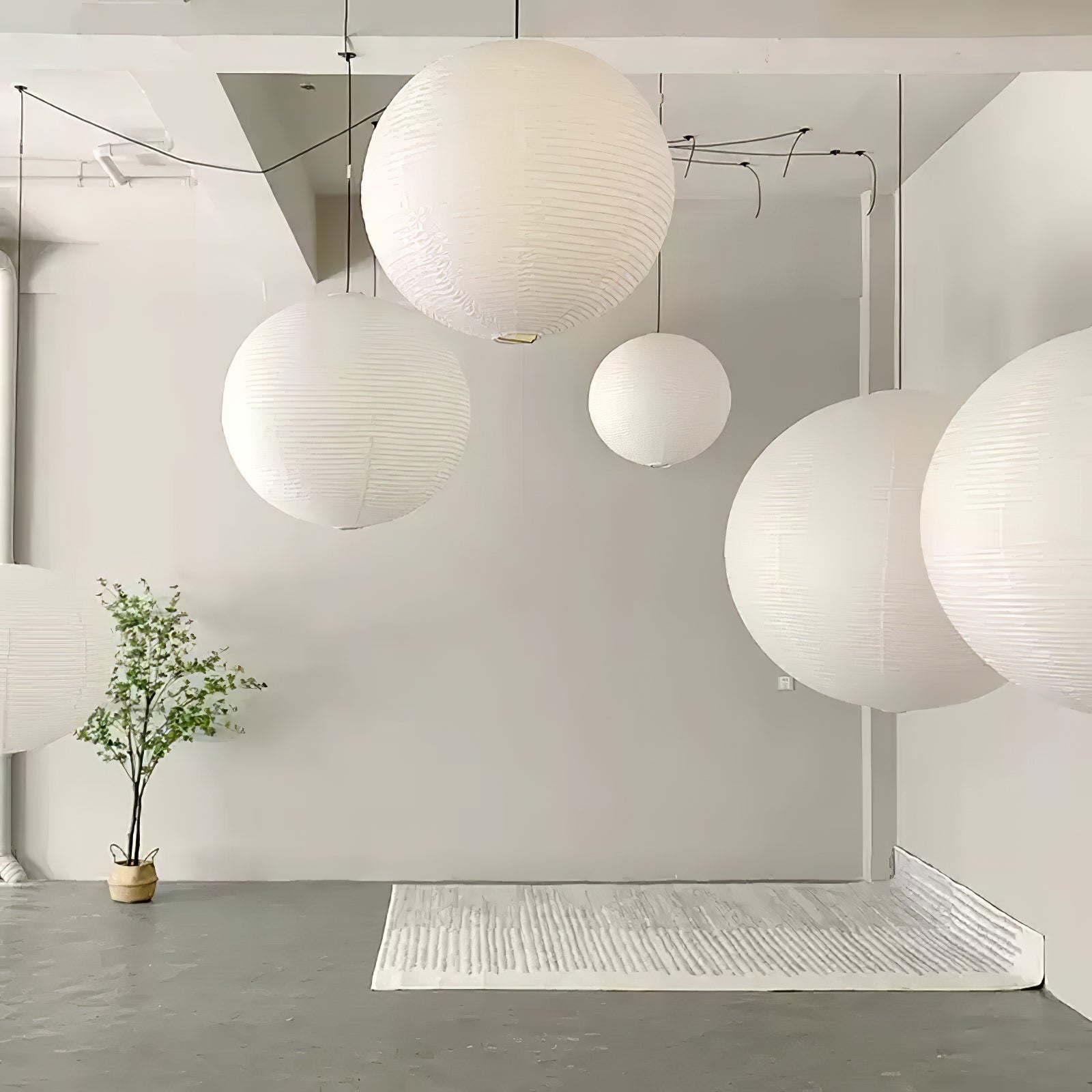 Pendant Swag Light | Handmade Mulberry Paper, Mid-Century Modern Design for Indoor Spaces