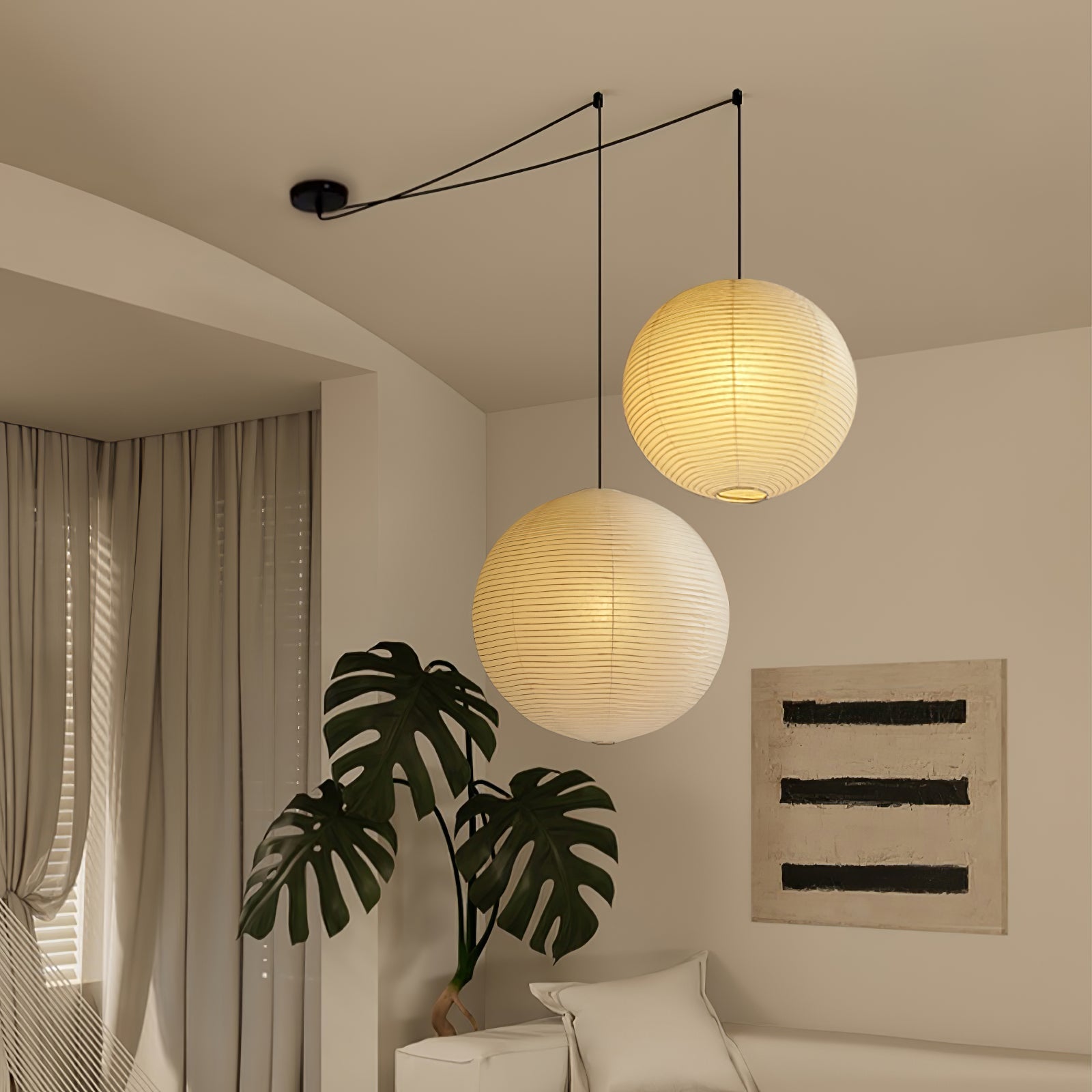 LED Pendant Swag Light Fixture - Modern Hanging Lamp for Living Room, Bedroom & Dining Room Lighting