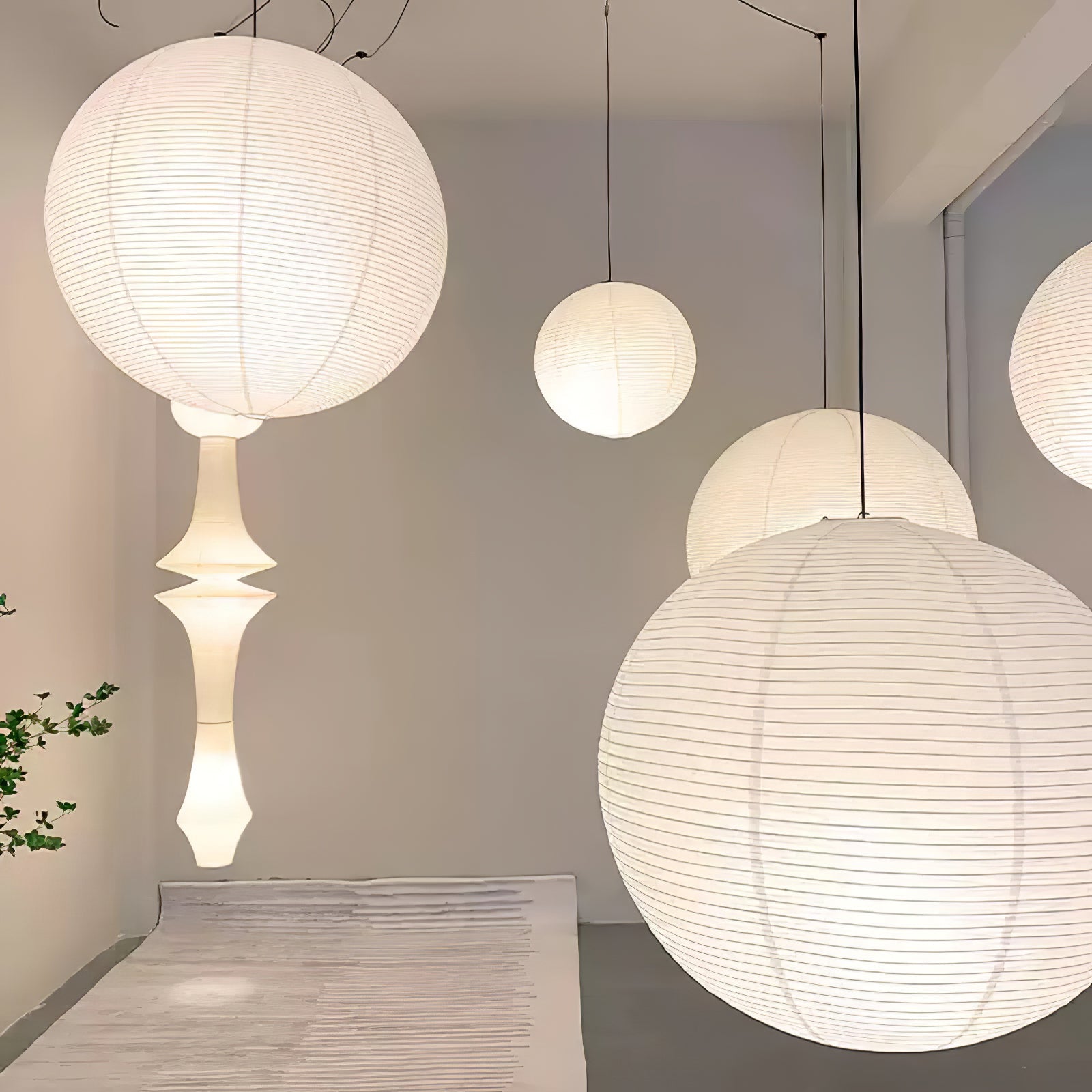 Pendant Swag Light | Handmade Mulberry Paper, Mid-Century Modern Design for Indoor Spaces