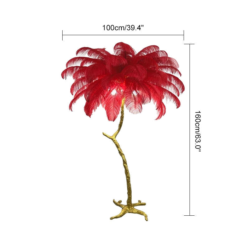 LED Floor Lamp with Feather Palm Design for Living Room & Tropical Decor