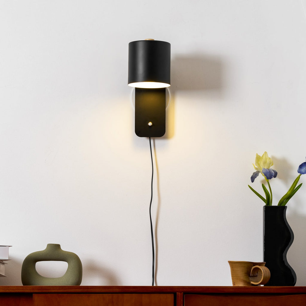 Rotatable Cylinder Plug-in Wall Lamp | 350-Degree Adjustable, Minimalist Design for Modern Indoor Spaces