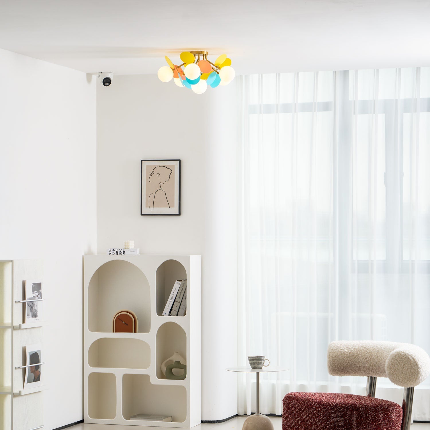 Round Macaron Ceiling Lamp | Colorful Metal & Glass Design for Children's Rooms, Offices & Indoor Spaces