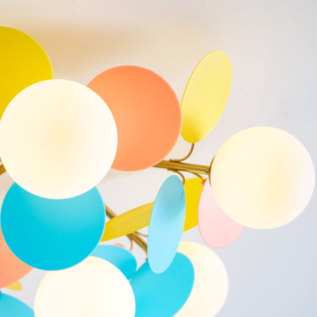 Round Macaron Ceiling Lamp | Colorful Metal & Glass Design for Children's Rooms, Offices & Indoor Spaces