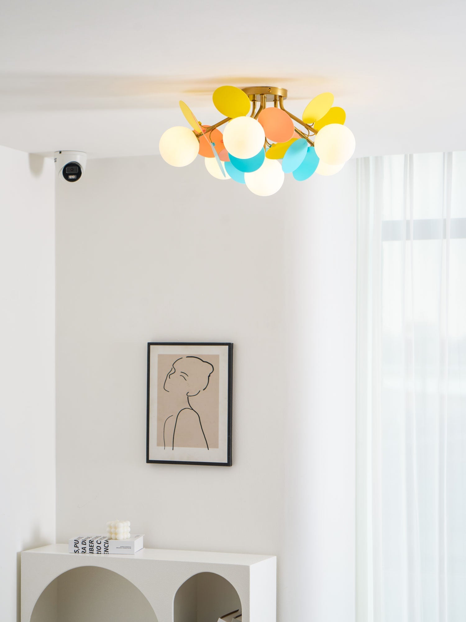 Round Macaron Ceiling Lamp | Colorful Metal & Glass Design for Children's Rooms, Offices & Indoor Spaces