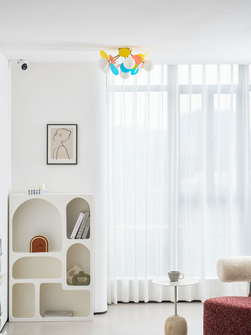 Round Macaron Ceiling Lamp | Colorful Metal & Glass Design for Children's Rooms, Offices & Indoor Spaces