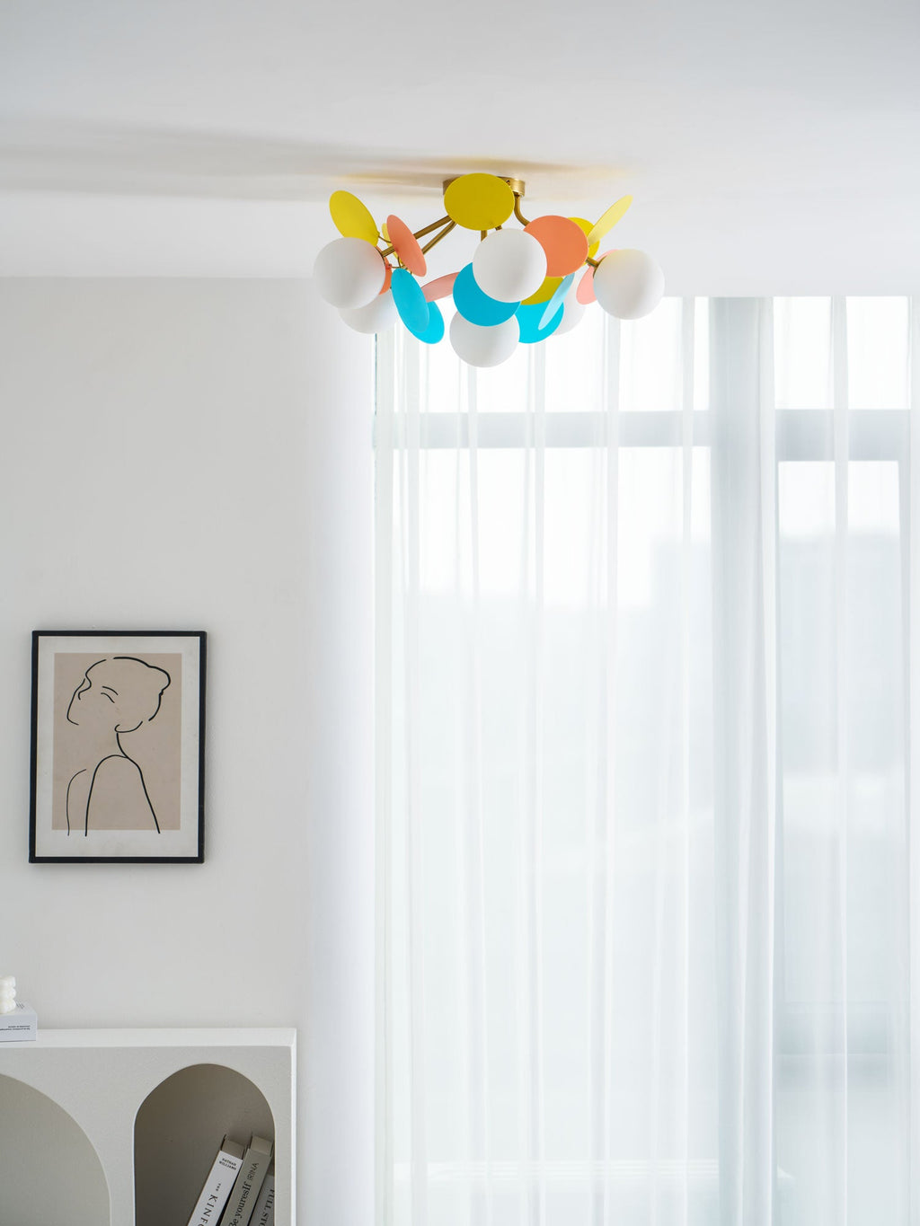 Round Macaron Ceiling Lamp | Colorful Metal & Glass Design for Children's Rooms, Offices & Indoor Spaces