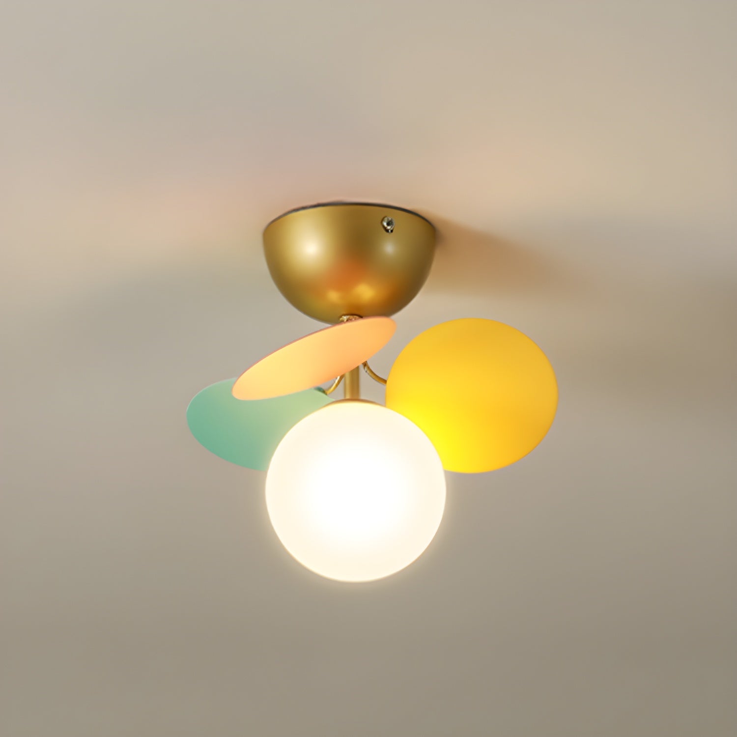 Round Macaron Ceiling Lamp | Colorful Metal & Glass Design for Children's Rooms, Offices & Indoor Spaces