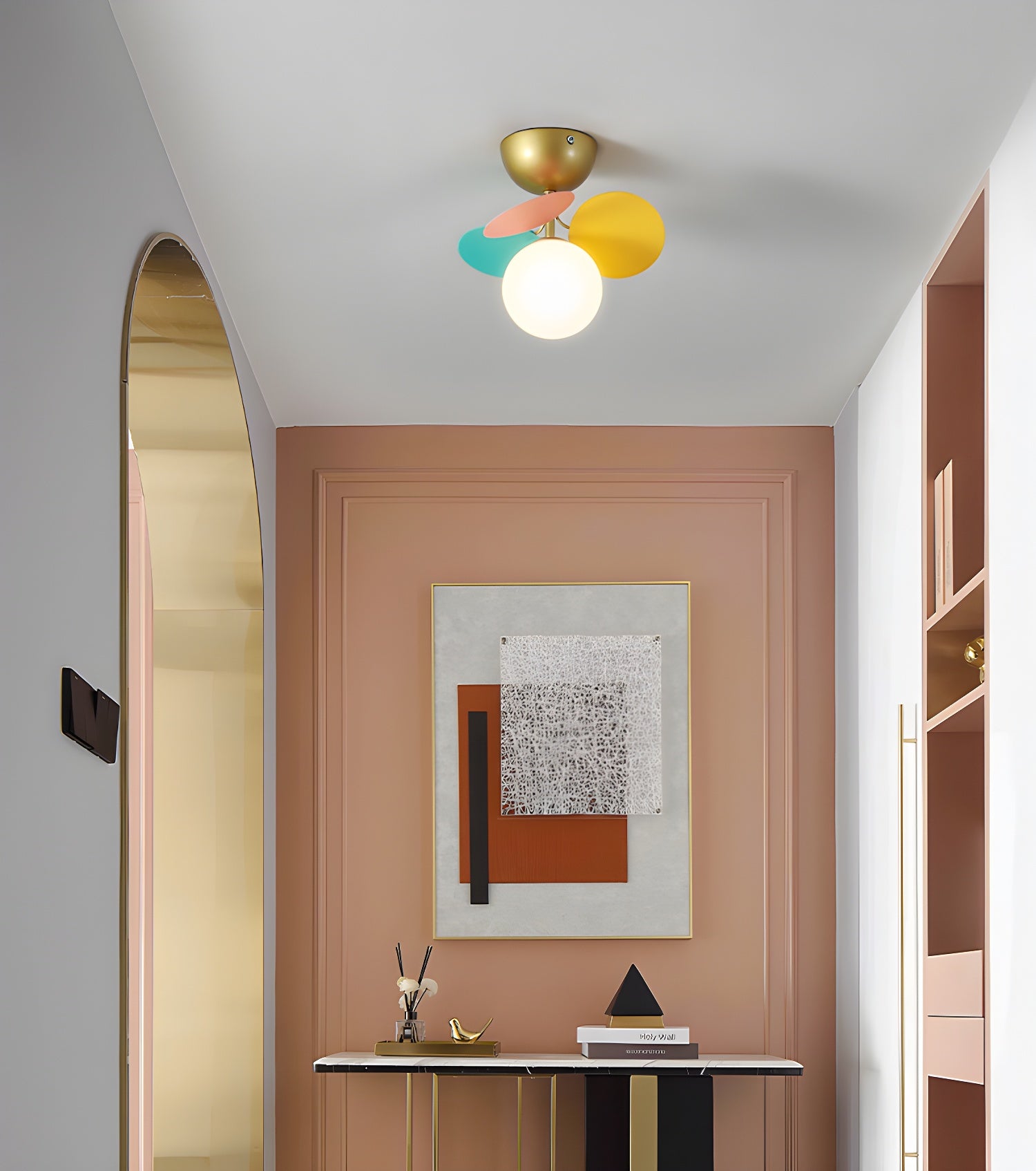 Round Macaron Ceiling Lamp | Colorful Metal & Glass Design for Children's Rooms, Offices & Indoor Spaces