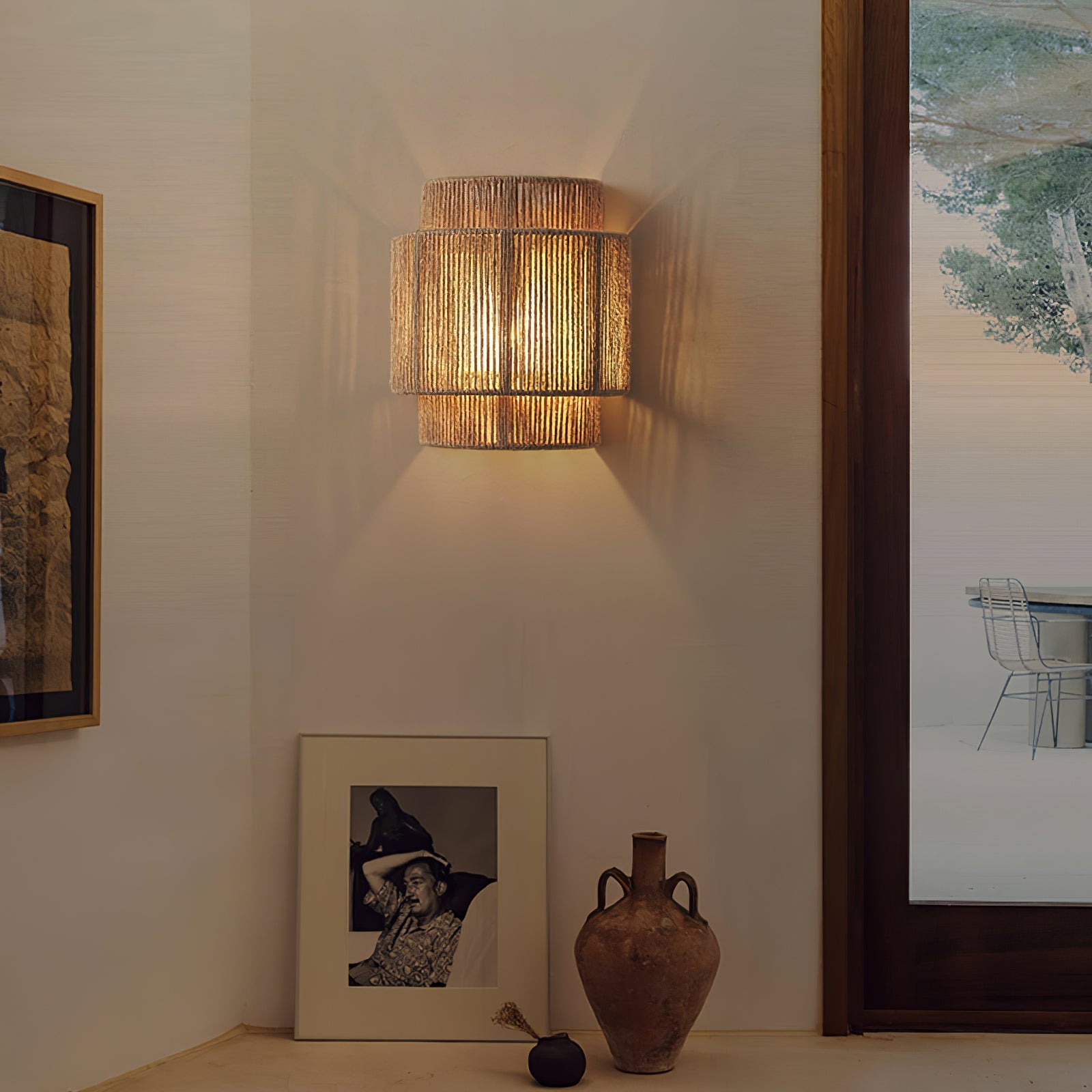 Rustic Weave Wall Lamp | Handwoven Hemp Rope Design for Cozy Indoor Lighting