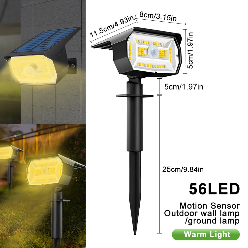 LED Solar Landscape Spotlights - Waterproof Motion Sensor Outdoor Lighting for Garden, Yard, Pathway & Porch - 3 Modes