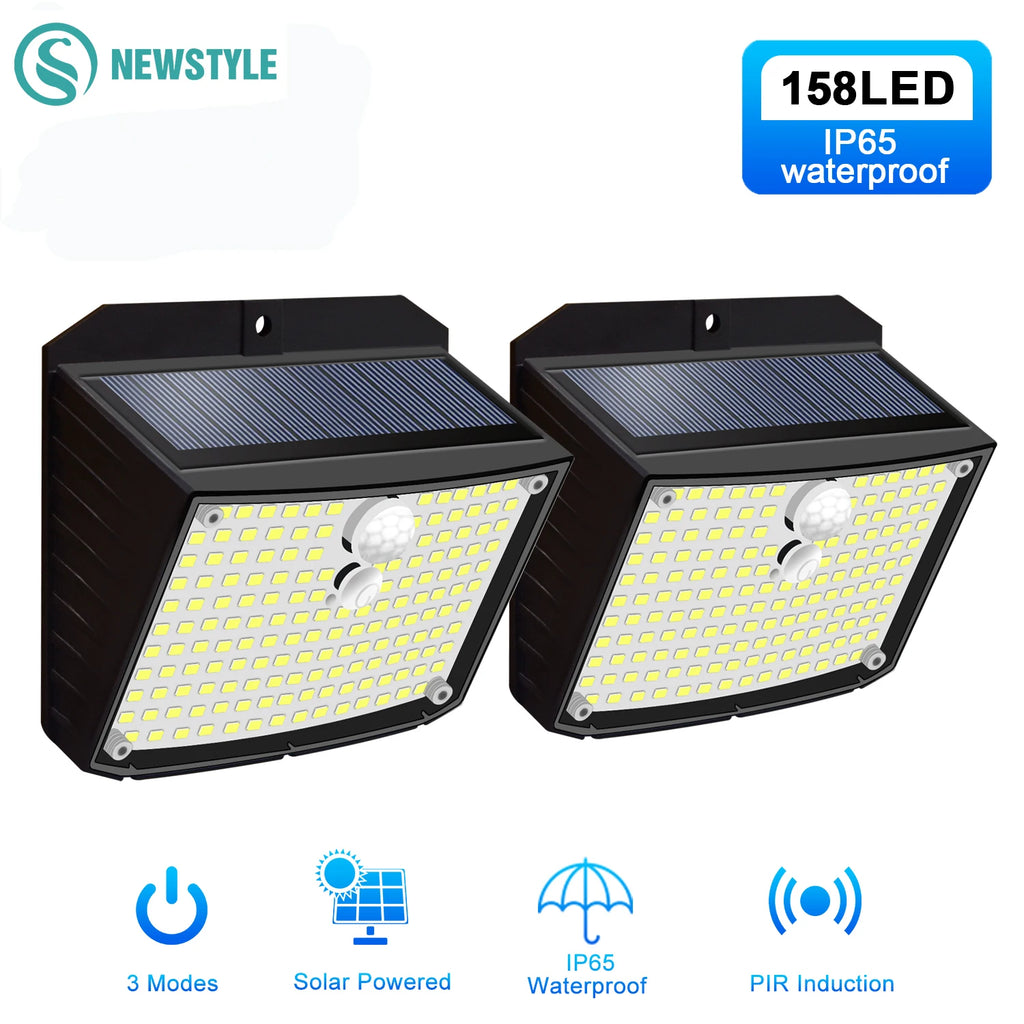 LED Solar Wall Lights - Outdoor Motion Sensor Security Light with 3 Modes, Waterproof Garden & Garage Wall Lamp for Courtyards