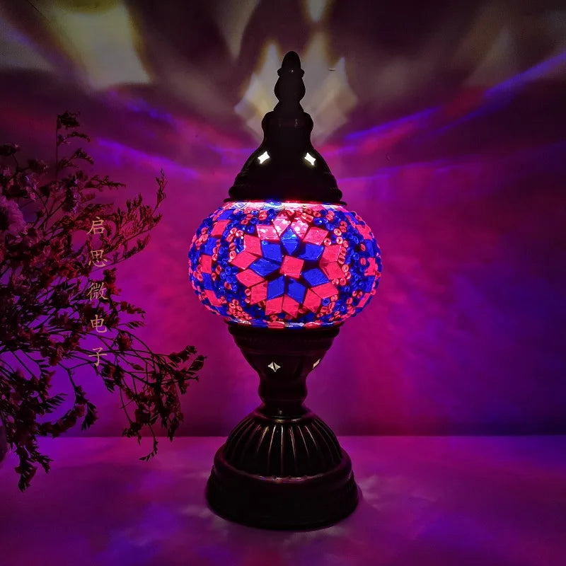 Turkish Adana Mosaic Table Lamp - Colorful Handcrafted Lighting Fixture for Living Room & Bedroom Decor