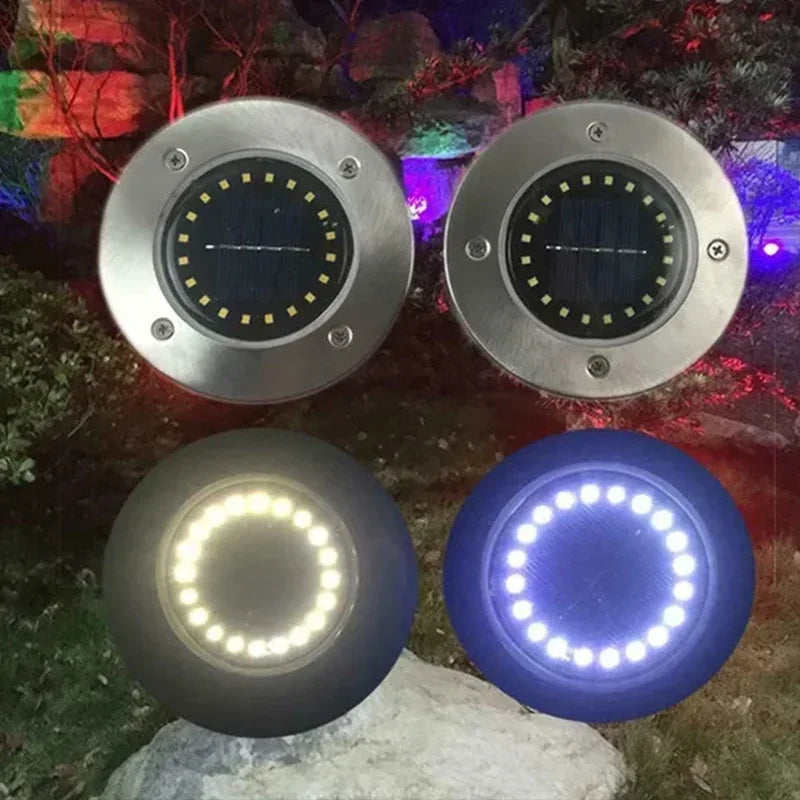 Solar Disk Lights Outdoor - 8 LED Underground Spotlights for Garden, Lawn & Yard Decoration - 1/4/8 Pack Options Available