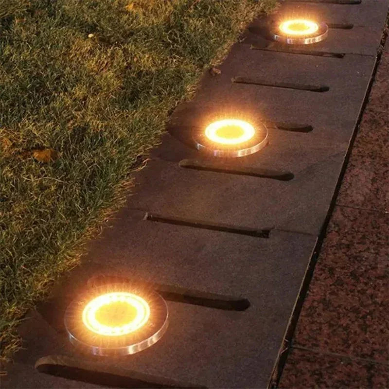 Solar Disk Lights Outdoor - 8 LED Underground Spotlights for Garden, Lawn & Yard Decoration - 1/4/8 Pack Options Available