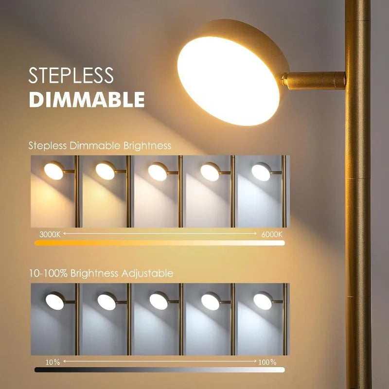 LED Floor Lamp with Remote & Touch Control, Gold Modern Standing Light, 4 Color Temperatures for Living Room & Home Decor