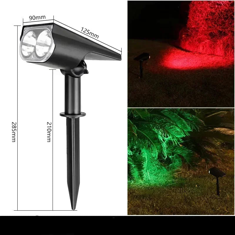 LED Solar Spotlight Garden Light - Adjustable In-Ground Waterproof Lamp for Outdoor Landscape Lighting & Wall Illumination