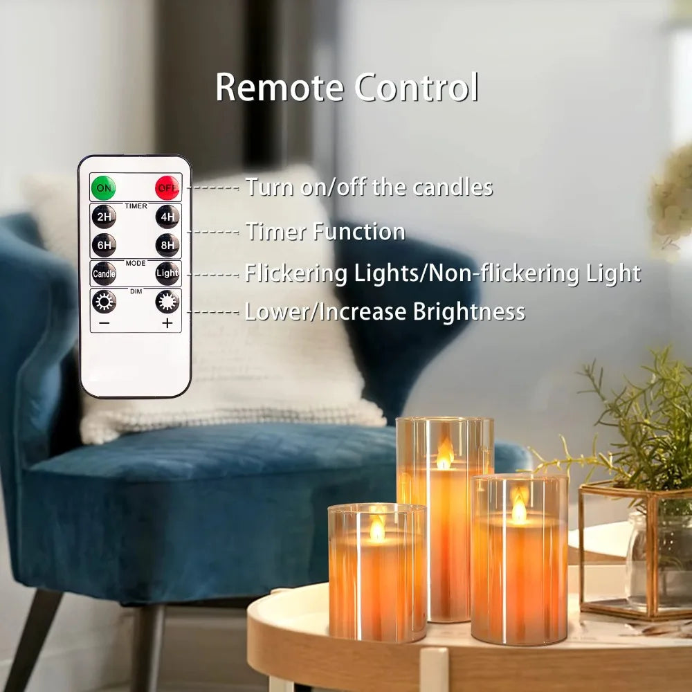 LED Electronic Candle Set with Remote Control Timers - Acrylic LED Candles for Christmas & Wedding Decorations