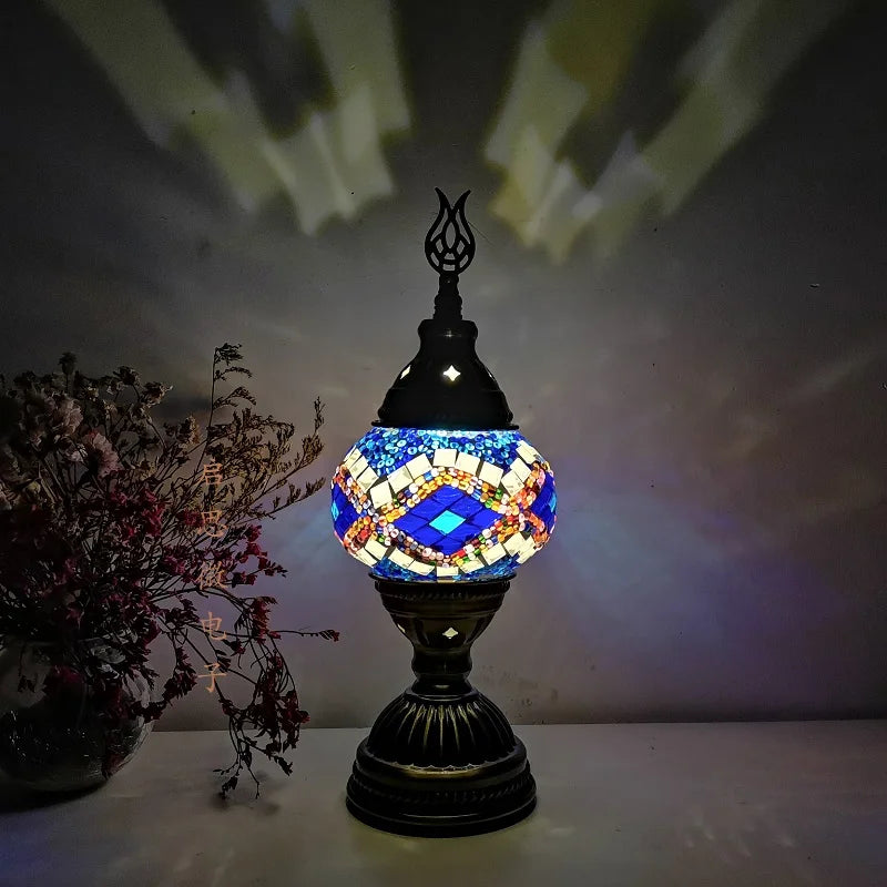 Turkish Adana Mosaic Table Lamp - Colorful Handcrafted Lighting Fixture for Living Room & Bedroom Decor