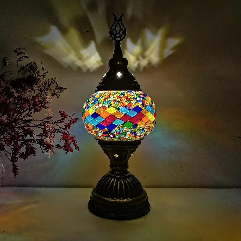 Turkish Adana Mosaic Table Lamp - Colorful Handcrafted Lighting Fixture for Living Room & Bedroom Decor