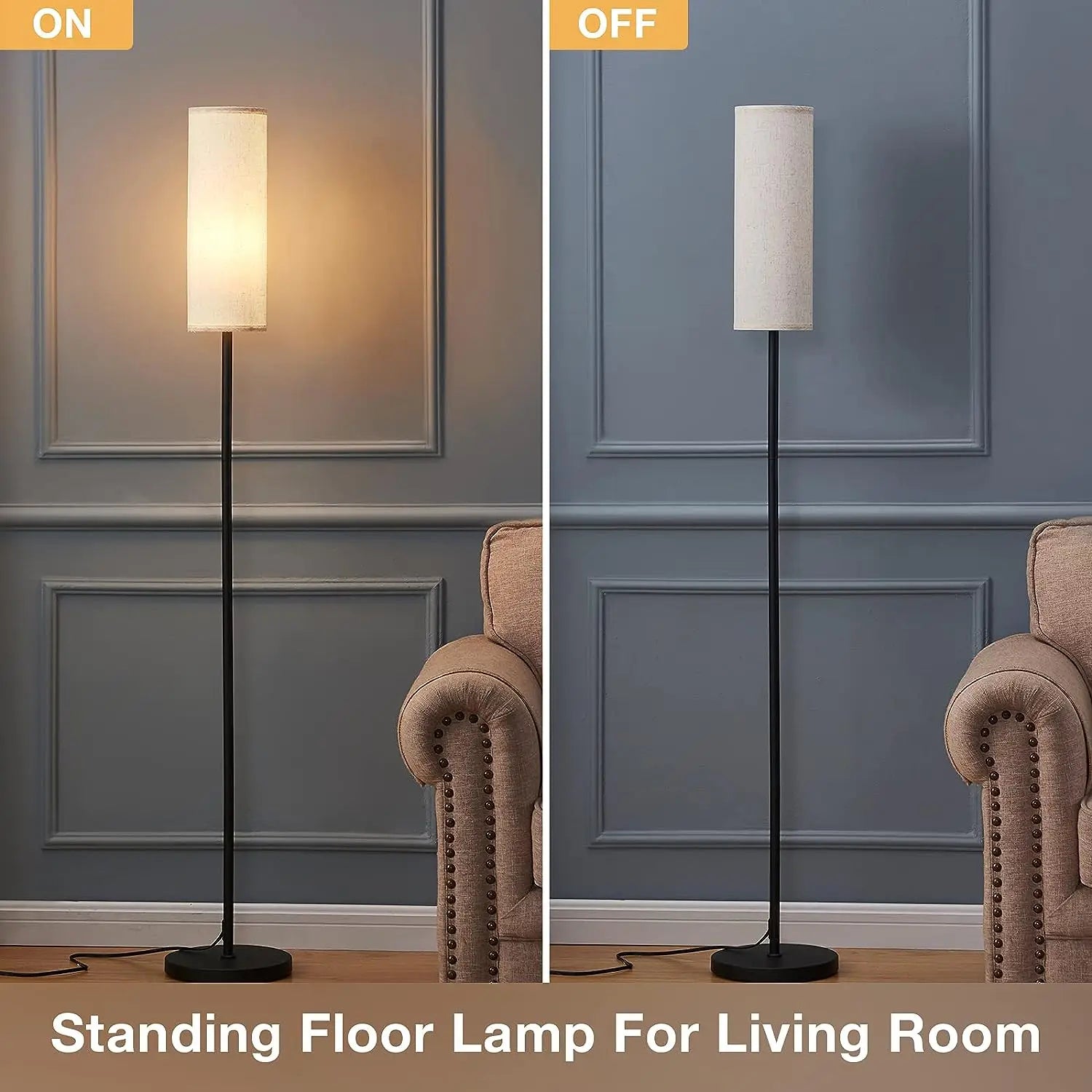 Modern Floor Lamp with Lampshade and Foot Switch - Adjustable Standing Light for Living Room, Bedroom, Kids Room, and Office Use