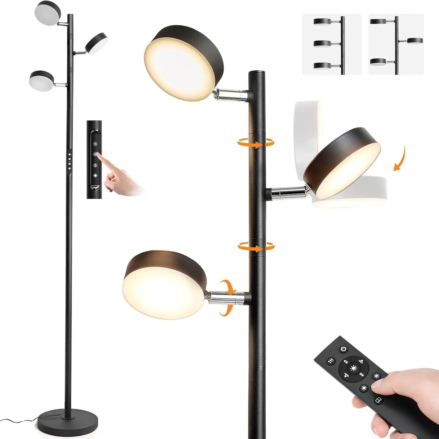 LED Floor Lamp with Remote & Touch Control, Gold Modern Standing Light, 4 Color Temperatures for Living Room & Home Decor