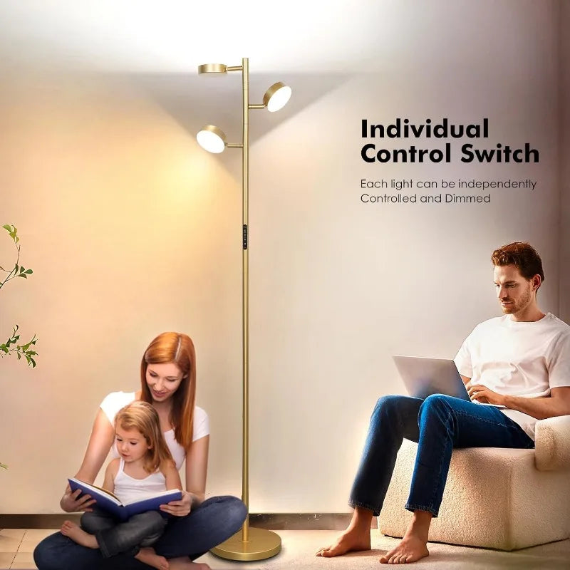 LED Floor Lamp with Remote & Touch Control, Gold Modern Standing Light, 4 Color Temperatures for Living Room & Home Decor
