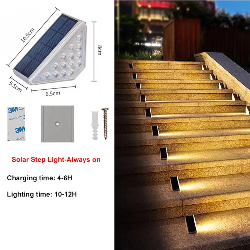 LED Motion Sensor Outdoor Solar Step Lights - 550LM Super Bright 10-LED Warm White Waterproof Lighting for Porch, Patio & Deck