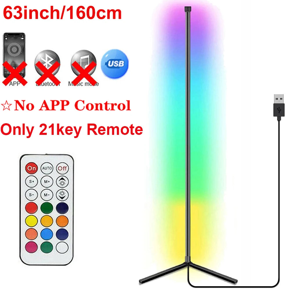 Smart 160cm RGB Dimmable Corner Floor Lamp for Bedroom, Gaming & Living Room Mood Lighting with Alexa Control