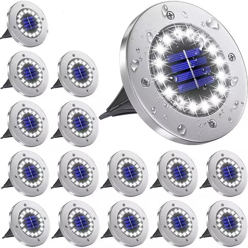 Solar Disk Lights Outdoor - 8 LED Underground Spotlights for Garden, Lawn & Yard Decoration - 1/4/8 Pack Options Available