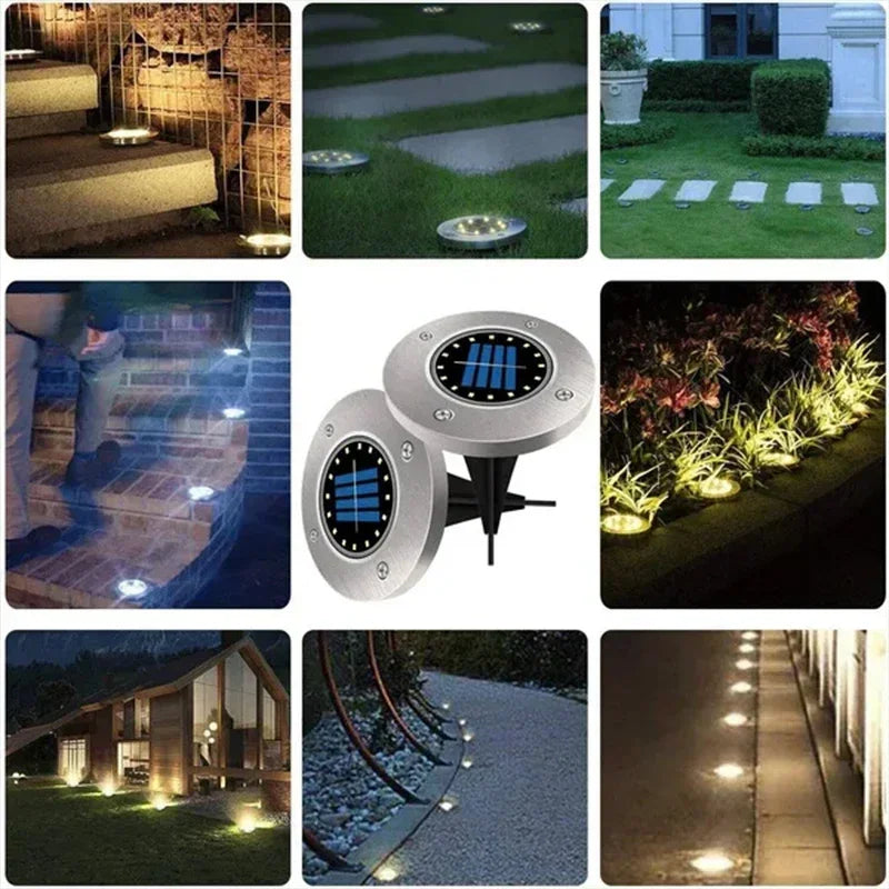 Solar Disk Lights Outdoor - 8 LED Underground Spotlights for Garden, Lawn & Yard Decoration - 1/4/8 Pack Options Available