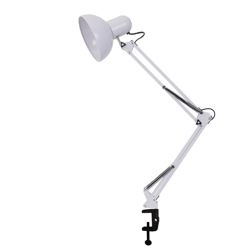 Retractable Long Arm Clip Table Lamp - Modern Minimalist Design in Iron & ABS for Bedroom Lighting