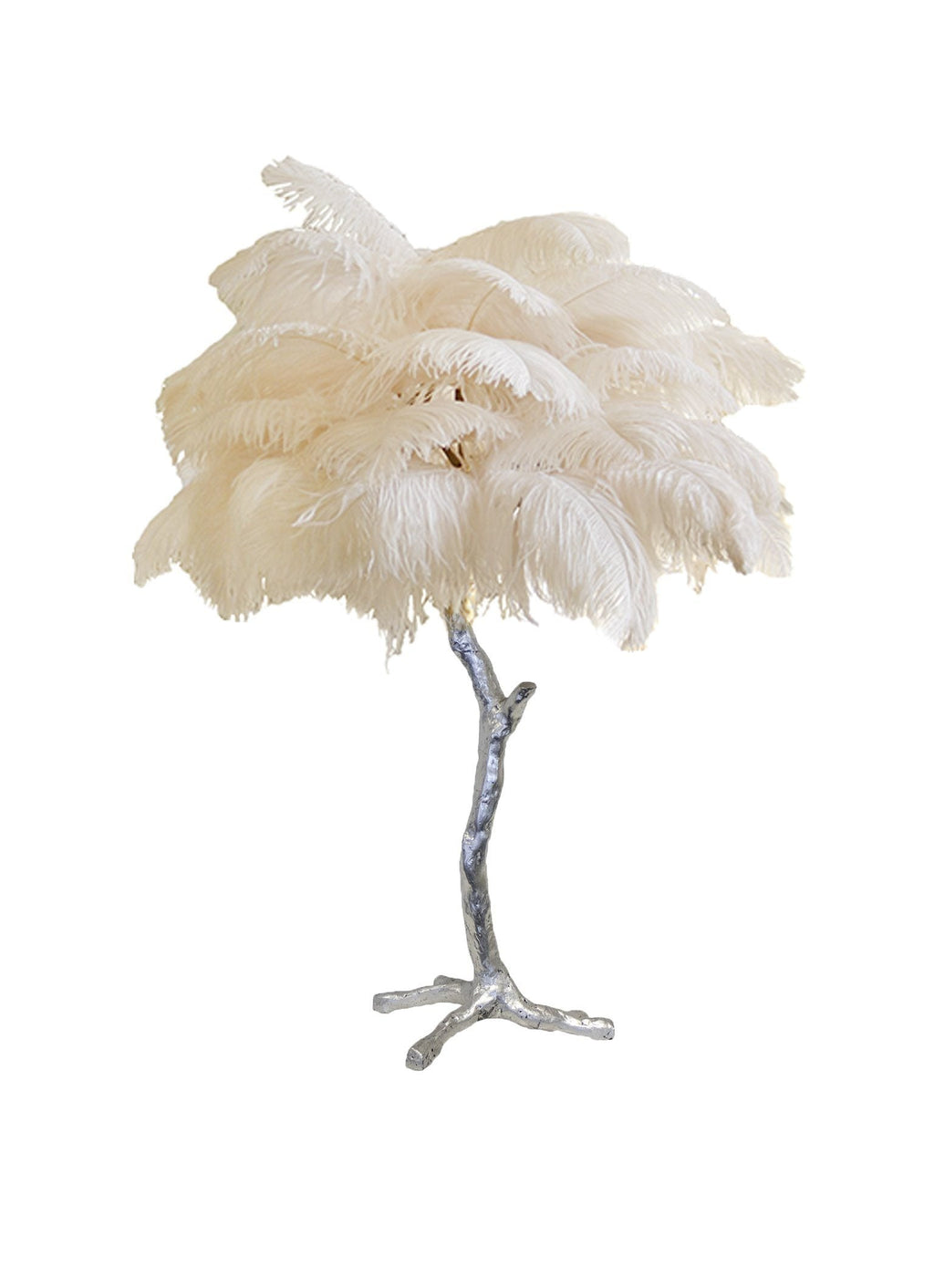 Ostrich Feather Table Lamp with Adjustable Brightness for Living Room & Bedroom Decor