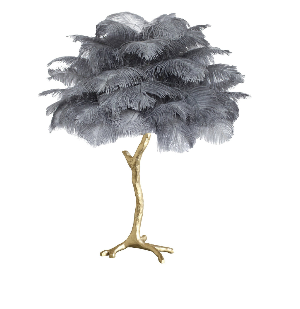 Ostrich Feather Table Lamp with Adjustable Brightness for Living Room & Bedroom Decor