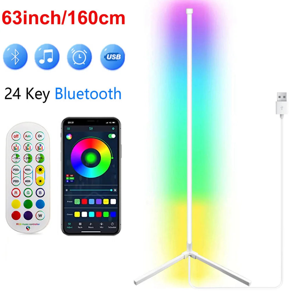 Smart 160cm RGB Dimmable Corner Floor Lamp for Bedroom, Gaming & Living Room Mood Lighting with Alexa Control