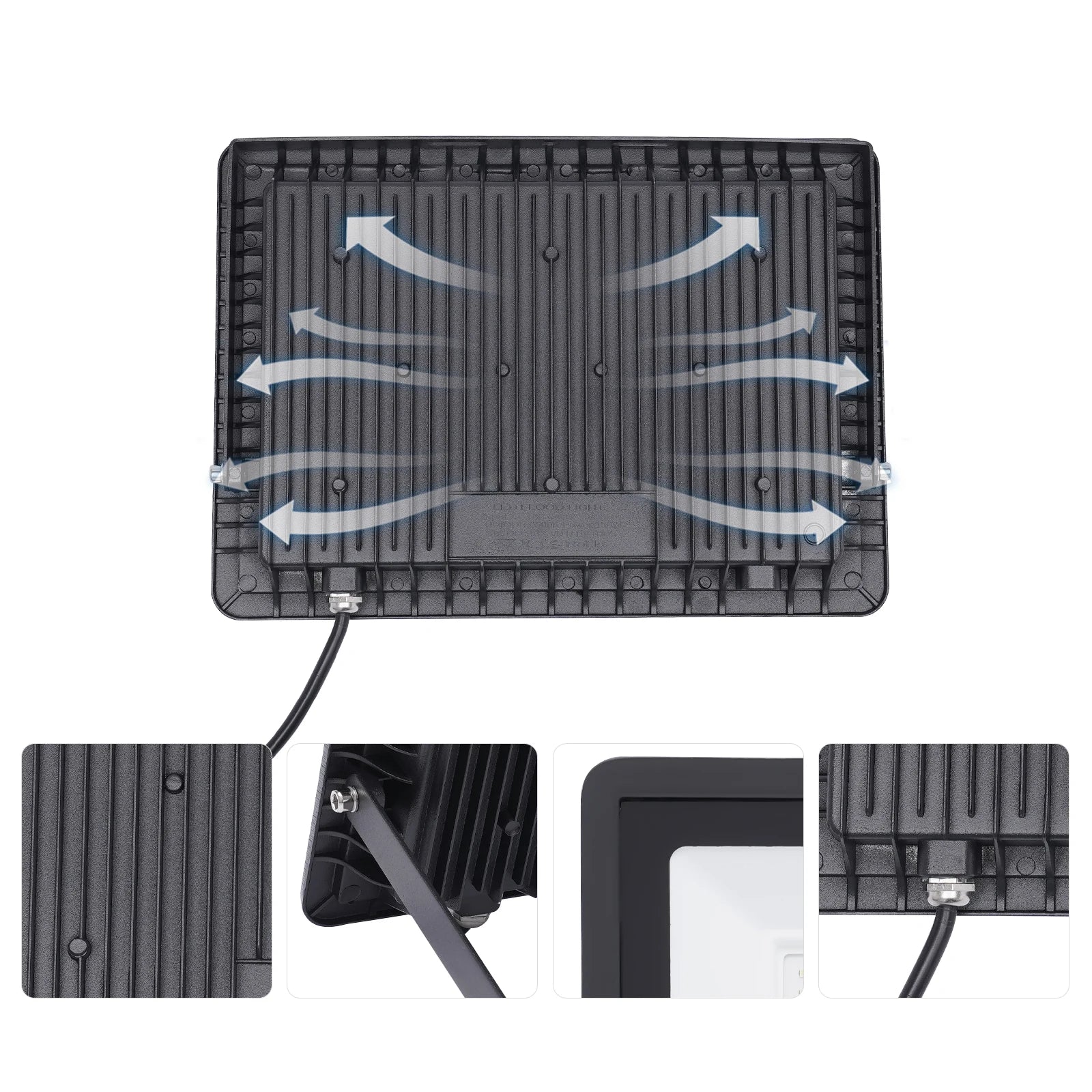 LED Flood Light 2-Pack, 6000-6500K Daylight White, IP66 Waterproof Outdoor Lighting for Backyard & Garage Use