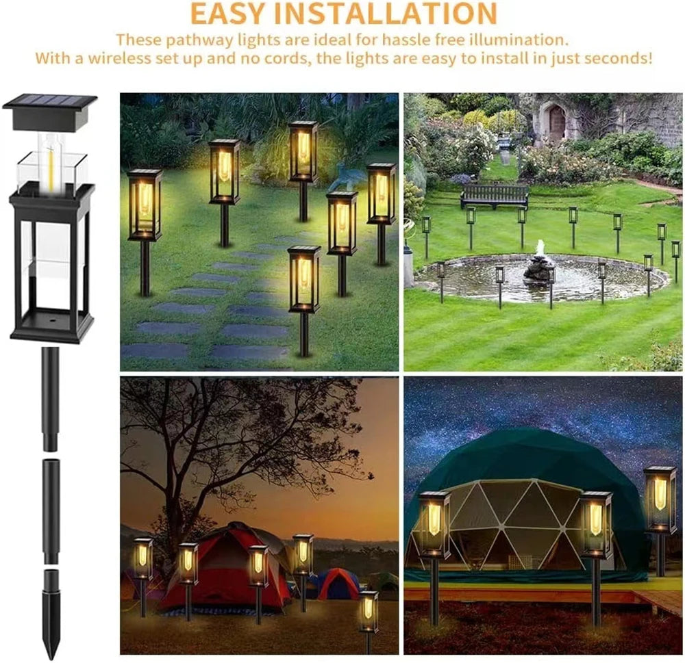 Solar Pathway Lights - Waterproof IP65 Garden Lighting for Walkway, Yard, and Landscape - Outdoor Decorative Lights for Lawn