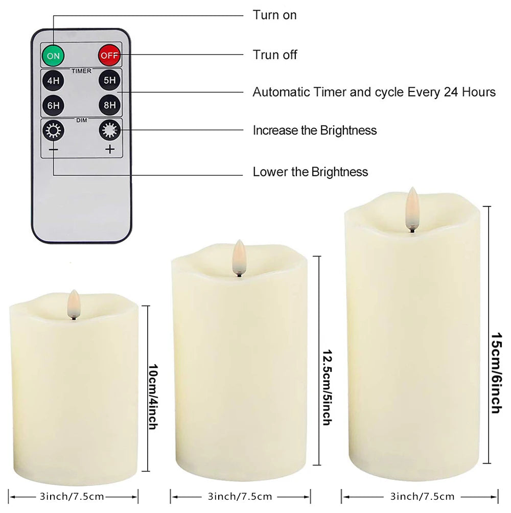 LED Electronic Candle Set with Remote Control Timers - Acrylic LED Candles for Christmas & Wedding Decorations