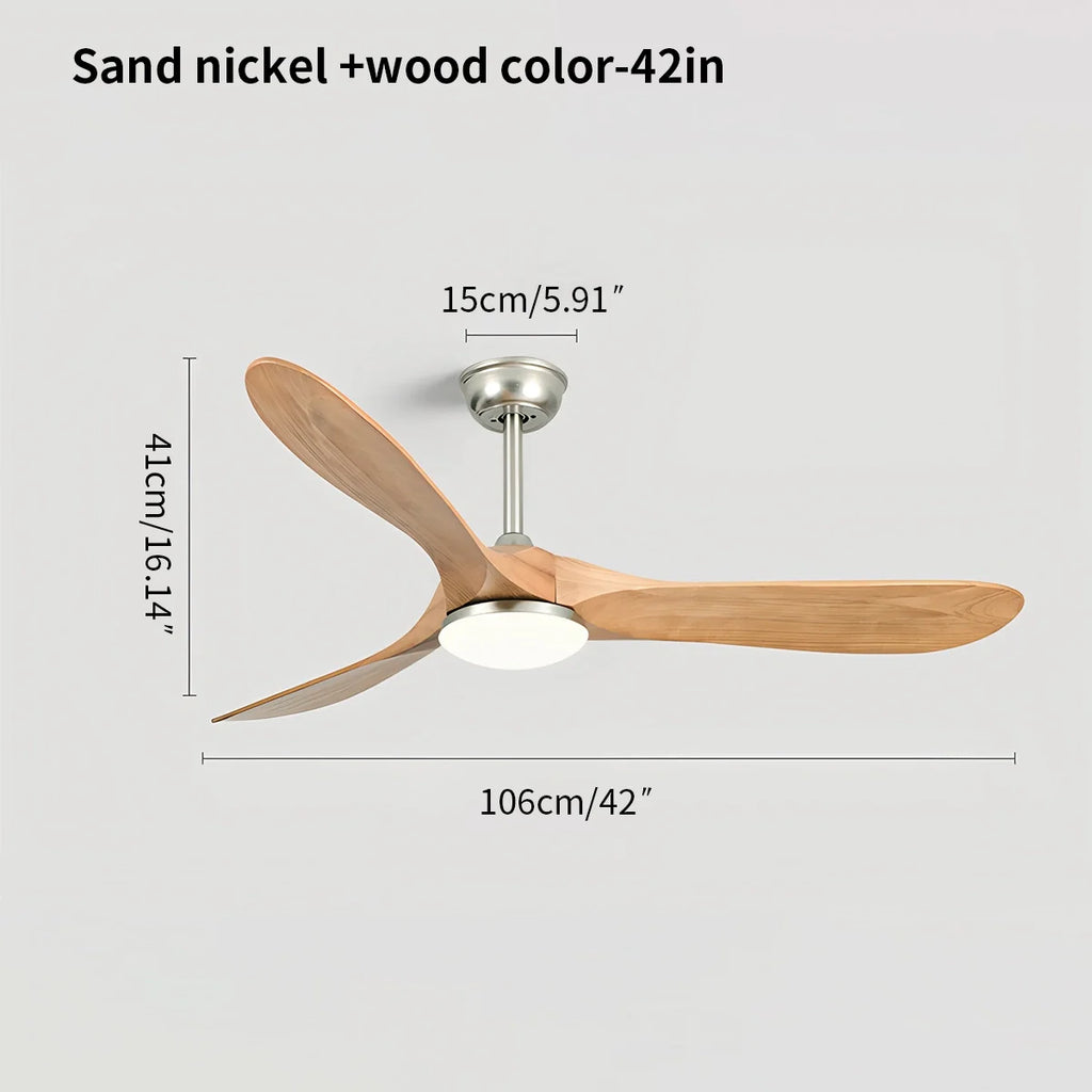 Nordic Solid Wood Ceiling Fan with Light Fixture for Living Room & Bedroom Use