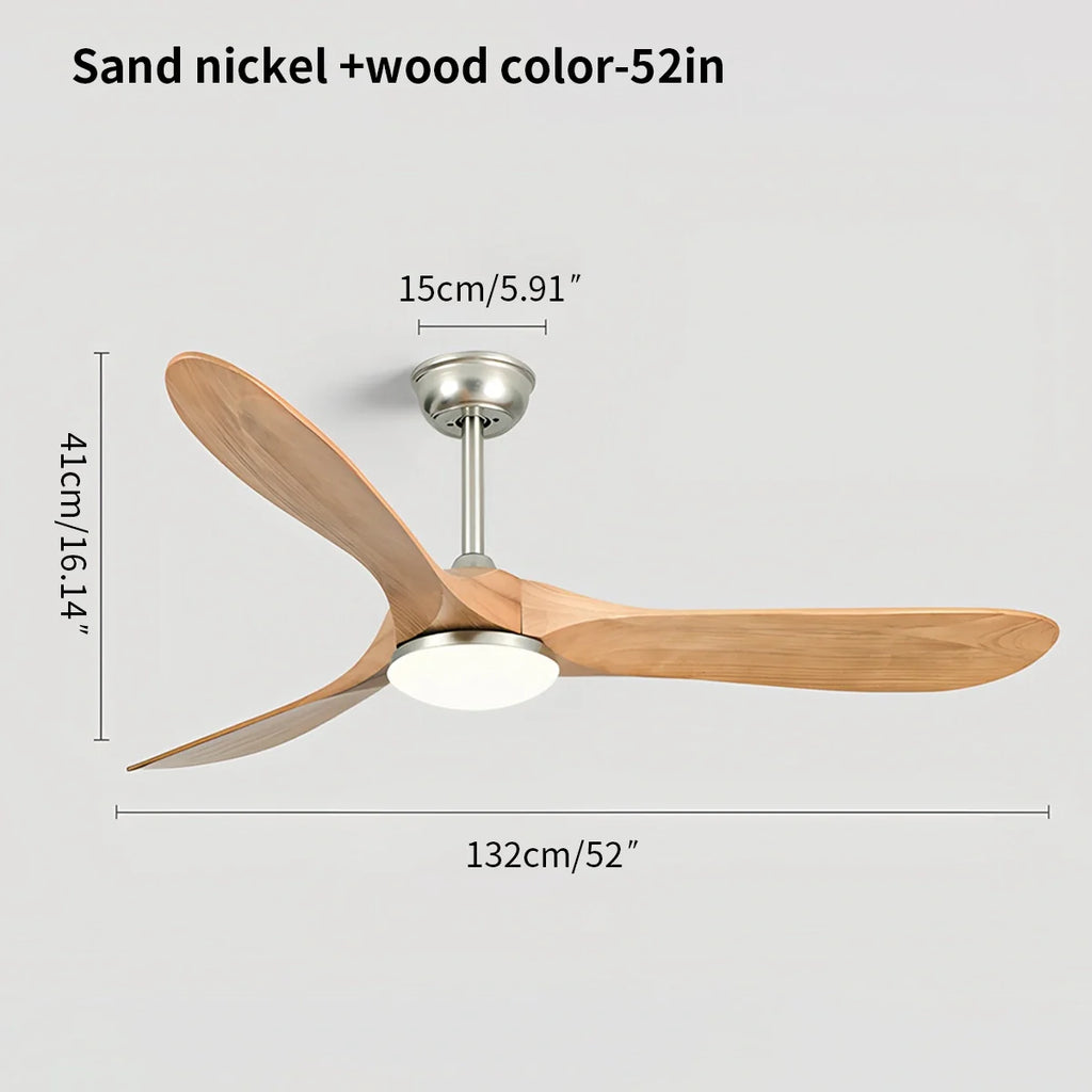 Nordic Solid Wood Ceiling Fan with Light Fixture for Living Room & Bedroom Use