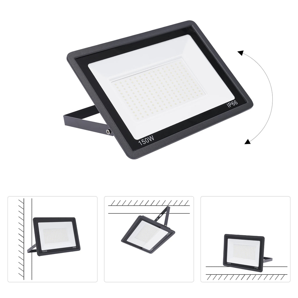 LED Flood Light 2-Pack, 6000-6500K Daylight White, IP66 Waterproof Outdoor Lighting for Backyard & Garage Use