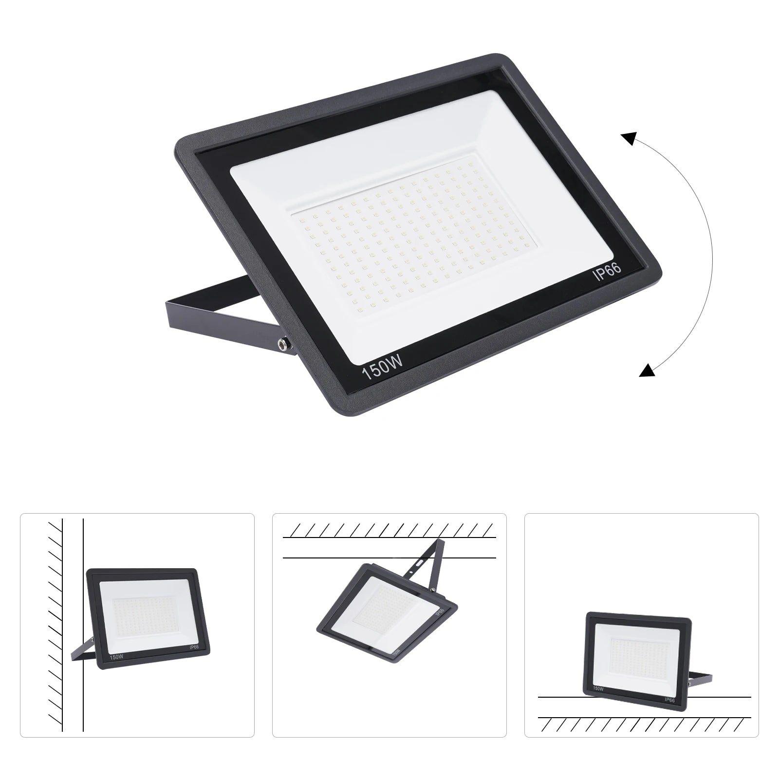 LED Flood Light 2-Pack, 6000-6500K Daylight White, IP66 Waterproof Outdoor Lighting for Backyard & Garage Use