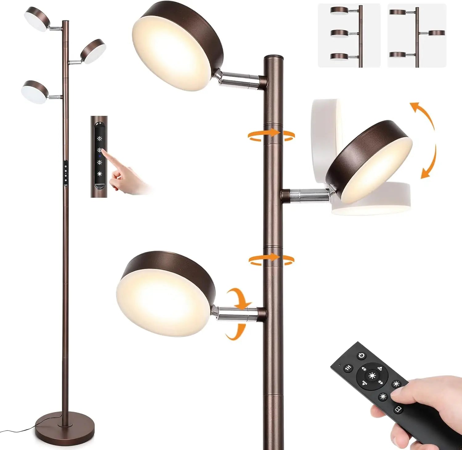 LED Floor Lamp with Remote & Touch Control, Gold Modern Standing Light, 4 Color Temperatures for Living Room & Home Decor